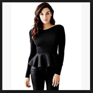 Guess Scarla Shimmer Peplum Zip Sweater